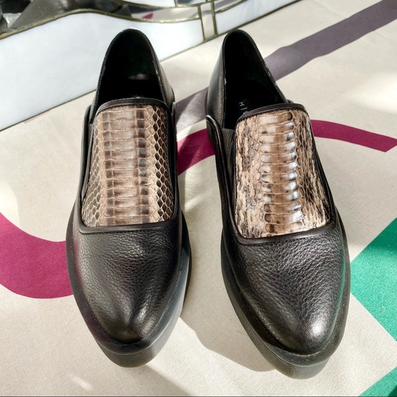 H. Williams leather pointed toe snakeskin loafers - Picture 4 of 7